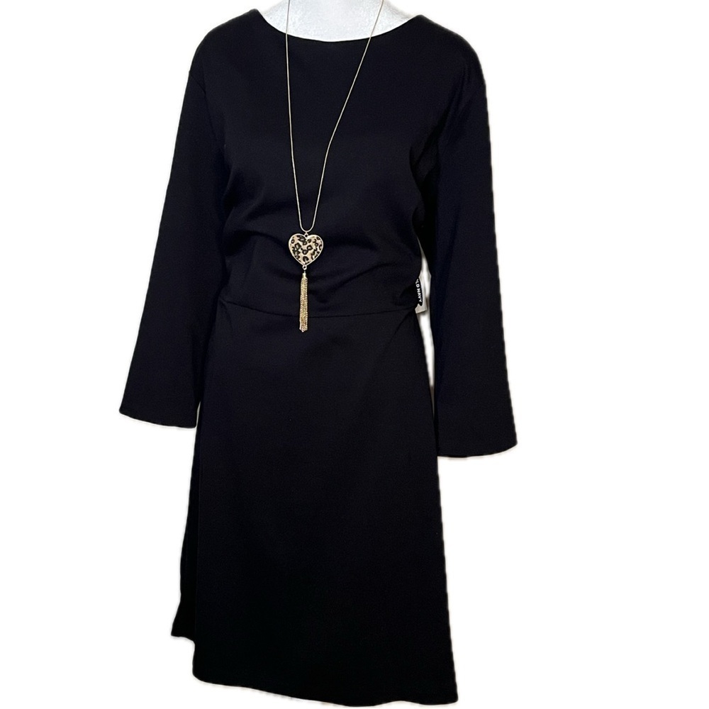 Old Navy Black Long Sleeve stretchy A-Line Dress | XL